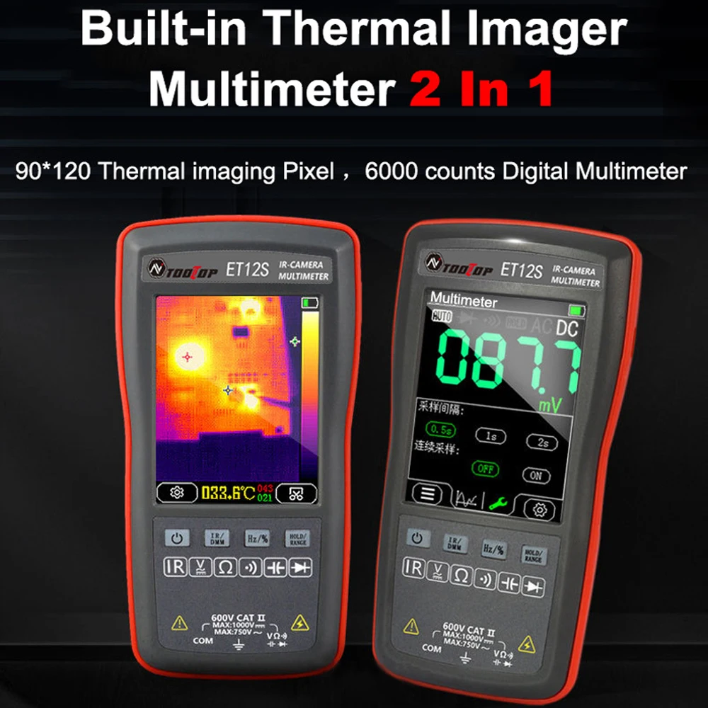 ET12S/ET11S 2In1 Thermal Imager Multimeter 2.8Inch Touch Screen Electric Circuit Automobile Inspect IR Thermal Camera Multimeter
ET12S/ET11S 2In1 Thermal Imager Multimeter 2.8Inch Touch Screen Electric Circuit Automobile Inspect IR Thermal Camera Multimeter