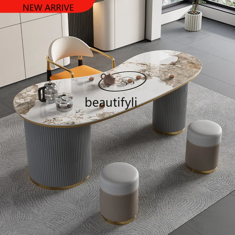 Rock slab light luxury tea table and chair combination round coffee table living room integrated tea table kettle G1218
Rock slab light luxury tea table and chair combination round coffee table living room integrated tea table kettle G1218