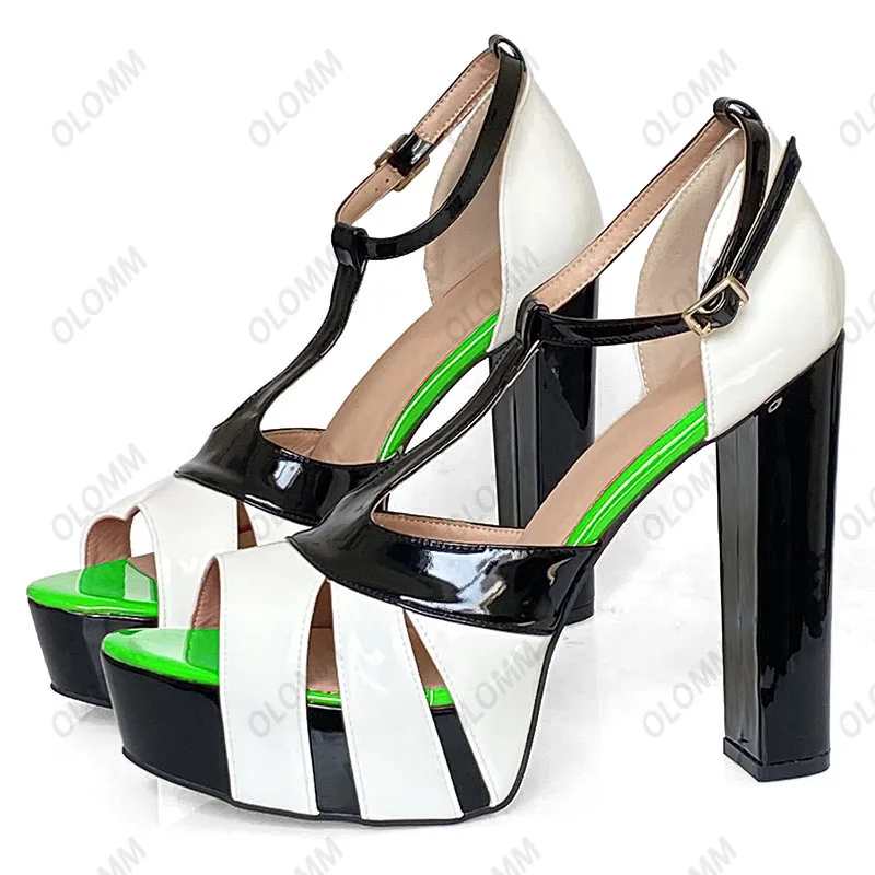 Olomm Handmade Women Summer Sandals Patent Block High Heels Open Toe Gorgeous Multi Color Outfitting Shoes Ladies US Size 5-20
Olomm Handmade Women Summer Sandals Patent Block High Heels Open Toe Gorgeous Multi Color Outfitting Shoes Ladies US Size 5-20