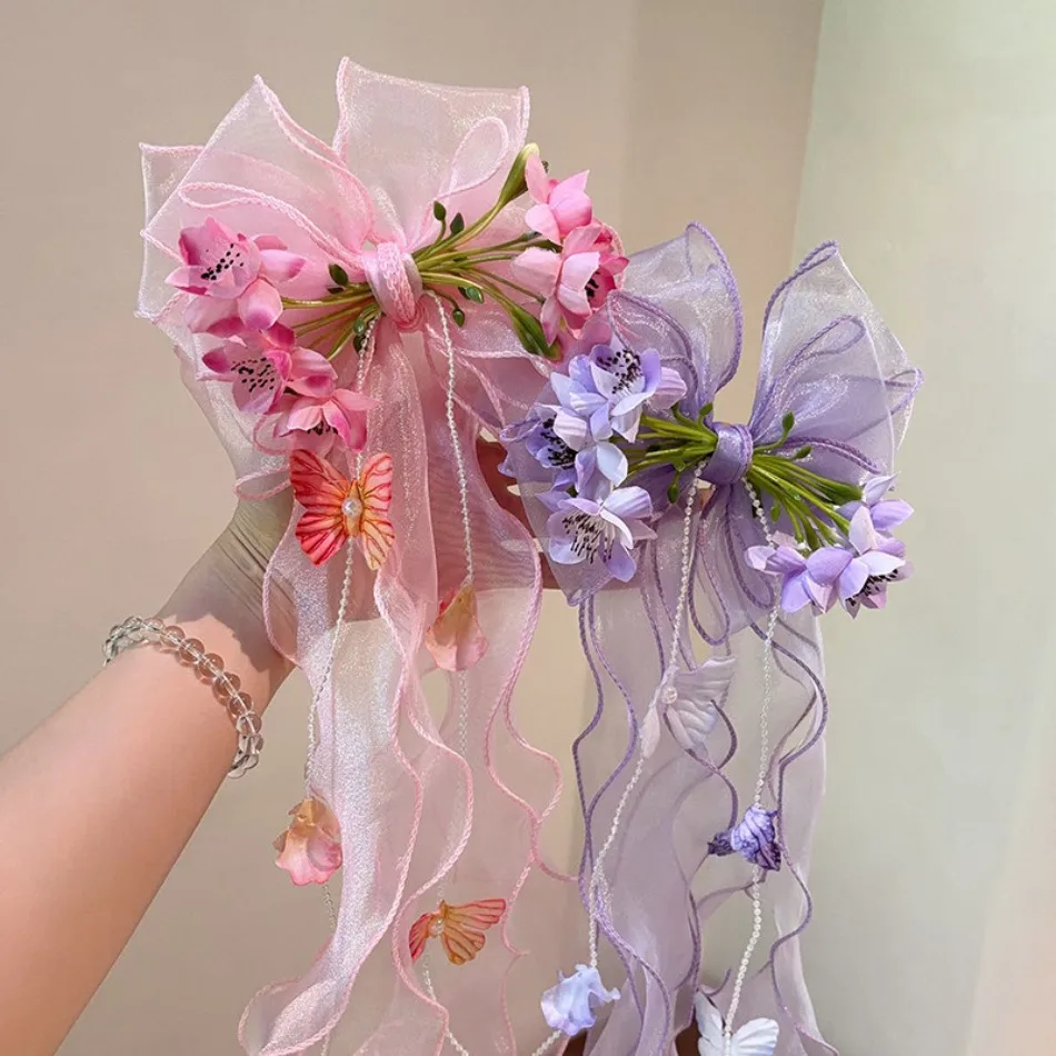 Girls 3D Flowers Bow Hairpin Parent-Child Headgear Women's Small Fresh Mesh Flower Ribbon Fringed Beach Wedding Headgear HP01
Girls 3D Flowers Bow Hairpin Parent-Child Headgear Women's Small Fresh Mesh Flower Ribbon Fringed Beach Wedding Headgear HP01