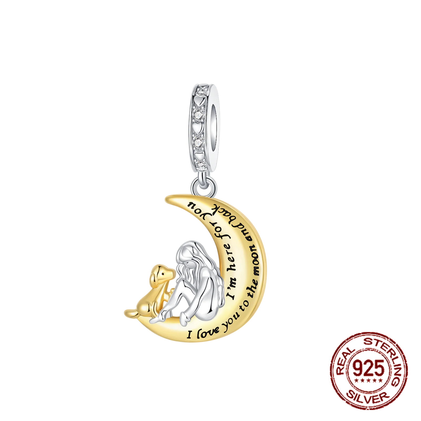 Подвеска-шарм из стерлингового серебра 925 пробы с гравировкой «Луна и Собака», подходит для браслета и ожерелья, подарок на Новый год
Подвеска-шарм из стерлингового серебра 925 пробы с гравировкой «Луна и Собака», подходит для браслета и ожерелья, подарок на Новый год