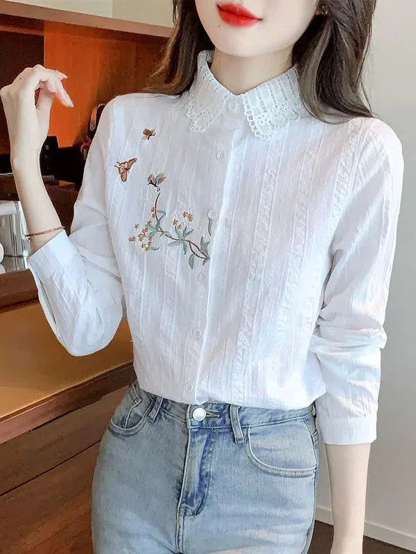 Ladies Large Size Cotton Shirt Embroidered Lace Short Sleeve Casual Style Breathable Comfortable Fashionable Spring New Arrivals
Ladies Large Size Cotton Shirt Embroidered Lace Short Sleeve Casual Style Breathable Comfortable Fashionable Spring New Arrivals