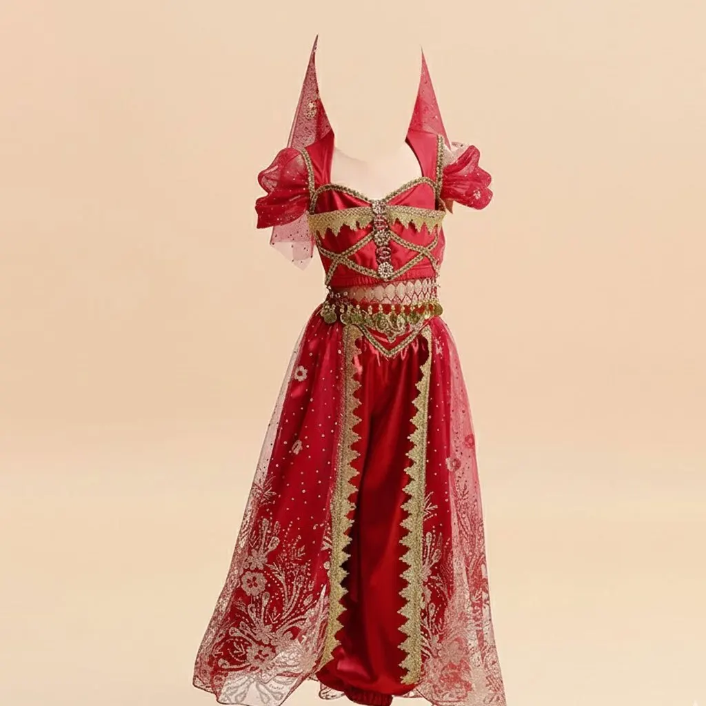 Aladdin Indian Dance Costume for Girls Jasmine Princess Belly Dance Dress Set
Aladdin Indian Dance Costume for Girls Jasmine Princess Belly Dance Dress Set
