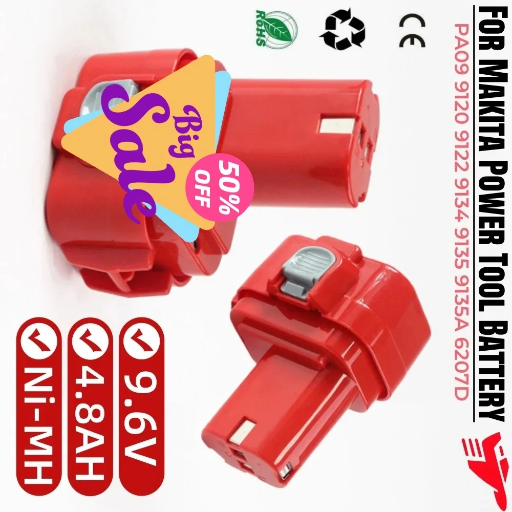 PA09 Ni-MH аккумуляторная батарея 9,6 В, 4800 мАч для беспроводных отверток Makita 9100 9122 9134 9135 9120 6207D 6226D 6222D 6991D
PA09 Ni-MH аккумуляторная батарея 9,6 В, 4800 мАч для беспроводных отверток Makita 9100 9122 9134 9135 9120 6207D 6226D 6222D 6991D