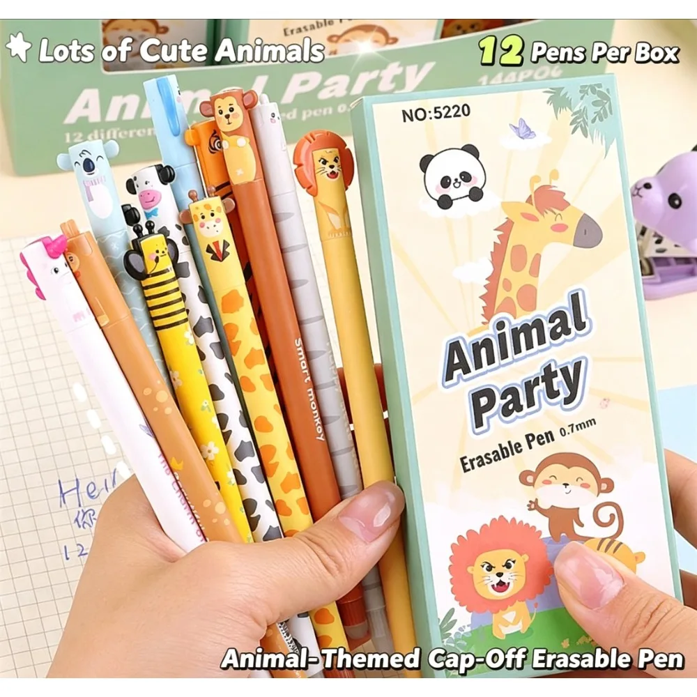 new 12pcs Cute Animal Erasable Pen 0.7mm Blue Erase Gel Pen Ballpoint Pen Stationery Writing Error Erasable for School Office
new 12pcs Cute Animal Erasable Pen 0.7mm Blue Erase Gel Pen Ballpoint Pen Stationery Writing Error Erasable for School Office