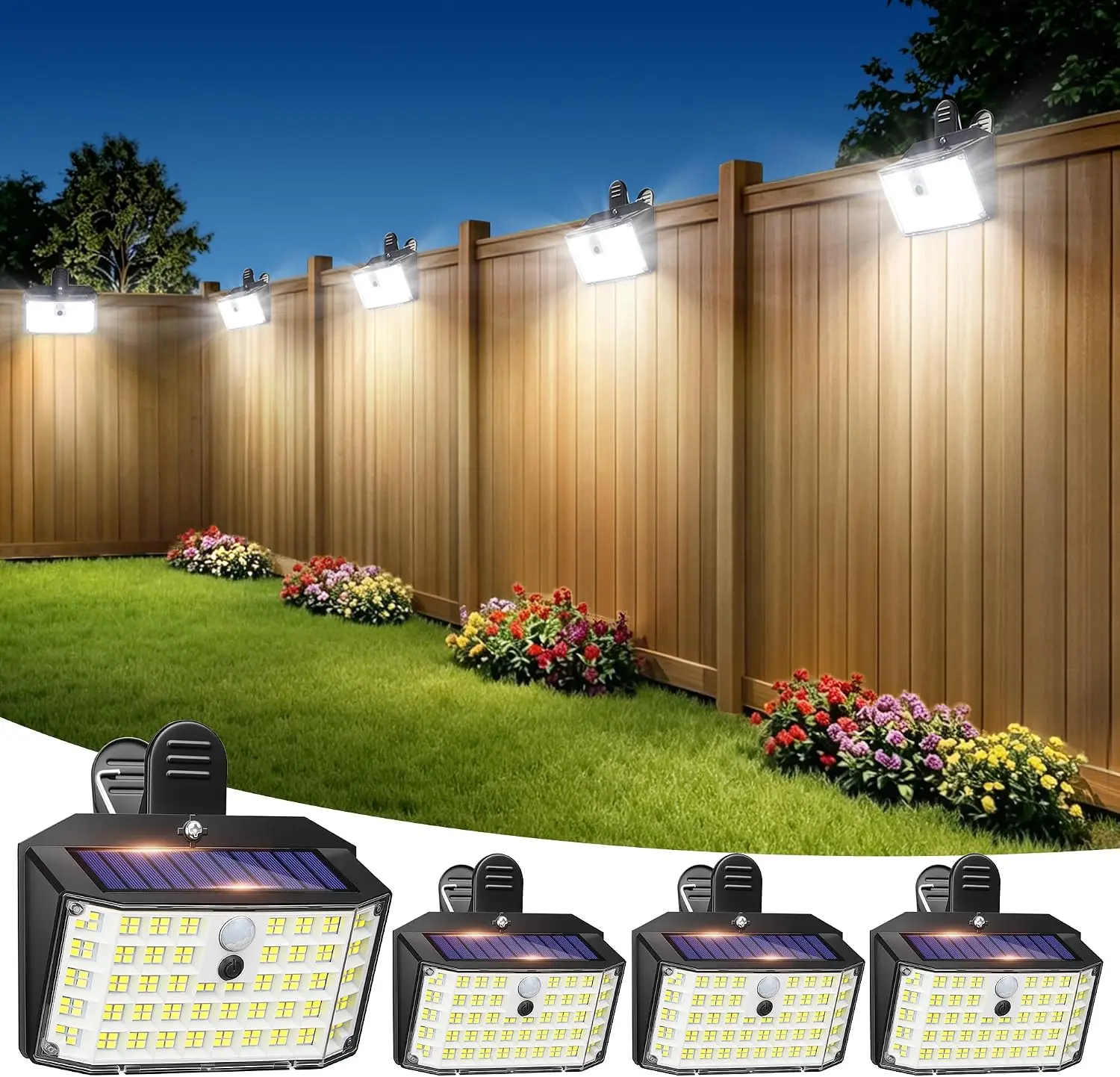176LED Clip on Solar Motion Lights 600LM 180 Wide Angle IP65 Waterproof Portable Fence Light for Gutter Garden Camping Patio
176LED Clip on Solar Motion Lights 600LM 180 Wide Angle IP65 Waterproof Portable Fence Light for Gutter Garden Camping Patio