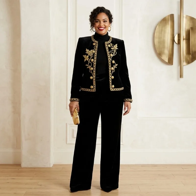 Tinaa 2026 New Floral Embroidery Plus Size Velvet Jacket For Women Gold Buttons Spliced Trim Elegant Formal Long Sleeves Coats
Tinaa 2026 New Floral Embroidery Plus Size Velvet Jacket For Women Gold Buttons Spliced Trim Elegant Formal Long Sleeves Coats