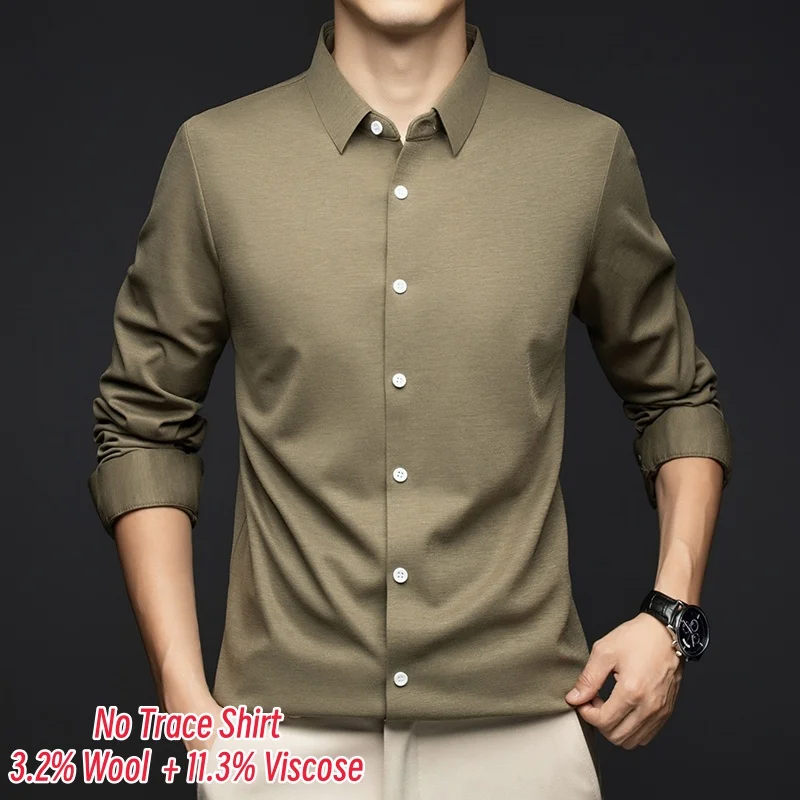 High Quality Men No Trace Clothes 2025 Spring 3.2% Wool Classic Business Solid Dress Shirt Long Sleeve Male Formal Seamless Tops
High Quality Men No Trace Clothes 2025 Spring 3.2% Wool Classic Business Solid Dress Shirt Long Sleeve Male Formal Seamless Tops