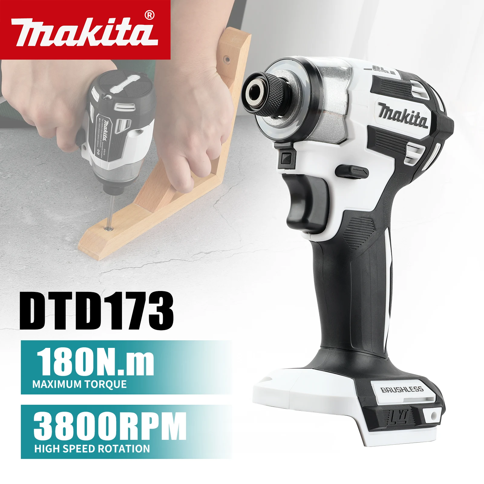 Ударная дрель-шуруповерт Makita DTD173 DGA404, белая, электрическая, 2 в 1, комбинированная с углошлифовальной машиной и полировальной машиной
Ударная дрель-шуруповерт Makita DTD173 DGA404, белая, электрическая, 2 в 1, комбинированная с углошлифовальной машиной и полировальной машиной