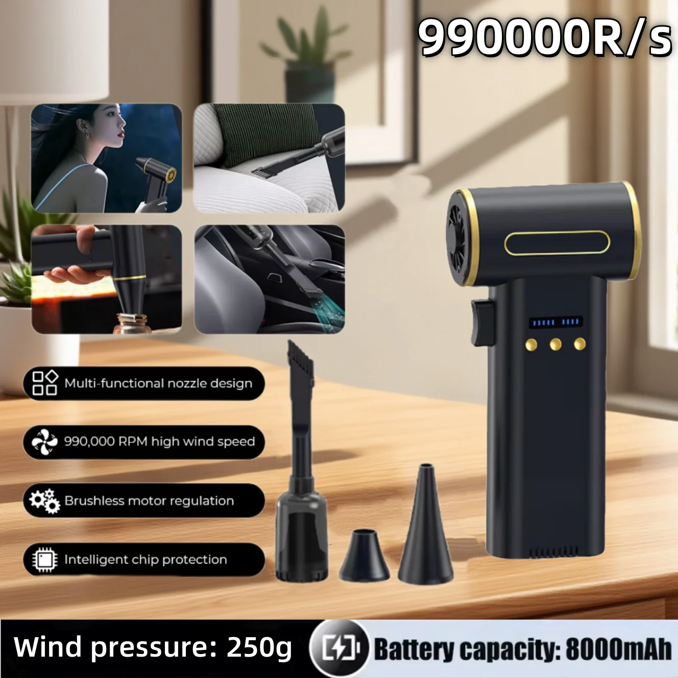 Mini Handheld Turbo Jet Fan 990000RPM Powerful Air Blower Compressed air Duster for Car Dryer/PC/Home-Industrial Duct Blower Dry 
Mini Handheld Turbo Jet Fan 990000RPM Powerful Air Blower Compressed air Duster for Car Dryer/PC/Home-Industrial Duct Blower Dry