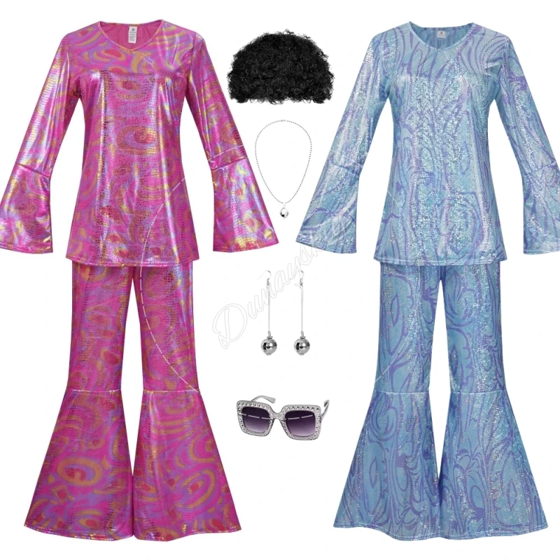 70s Disco Outfit For Women Hippie Halloween Costume Shiny Metallic Pink Blue Cosplay Accessories Wigs Necklace Earrings Glasses
70s Disco Outfit For Women Hippie Halloween Costume Shiny Metallic Pink Blue Cosplay Accessories Wigs Necklace Earrings Glasses