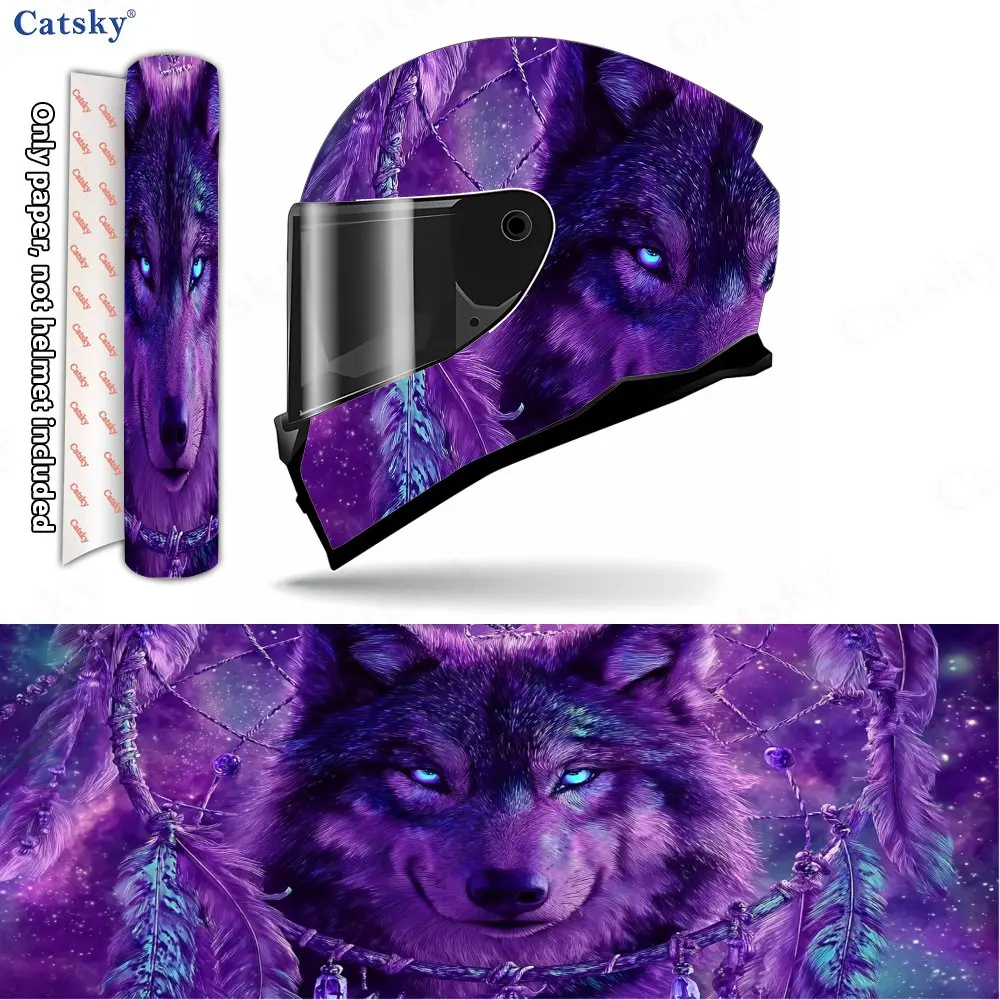 Purple Dreamcatcher Wolf Helmet Vinyl Wraps, Waterproof Scratch-Resistant Full Face Helmet Decals, Durable PVC Decoration Protec
Purple Dreamcatcher Wolf Helmet Vinyl Wraps, Waterproof Scratch-Resistant Full Face Helmet Decals, Durable PVC Decoration Protec