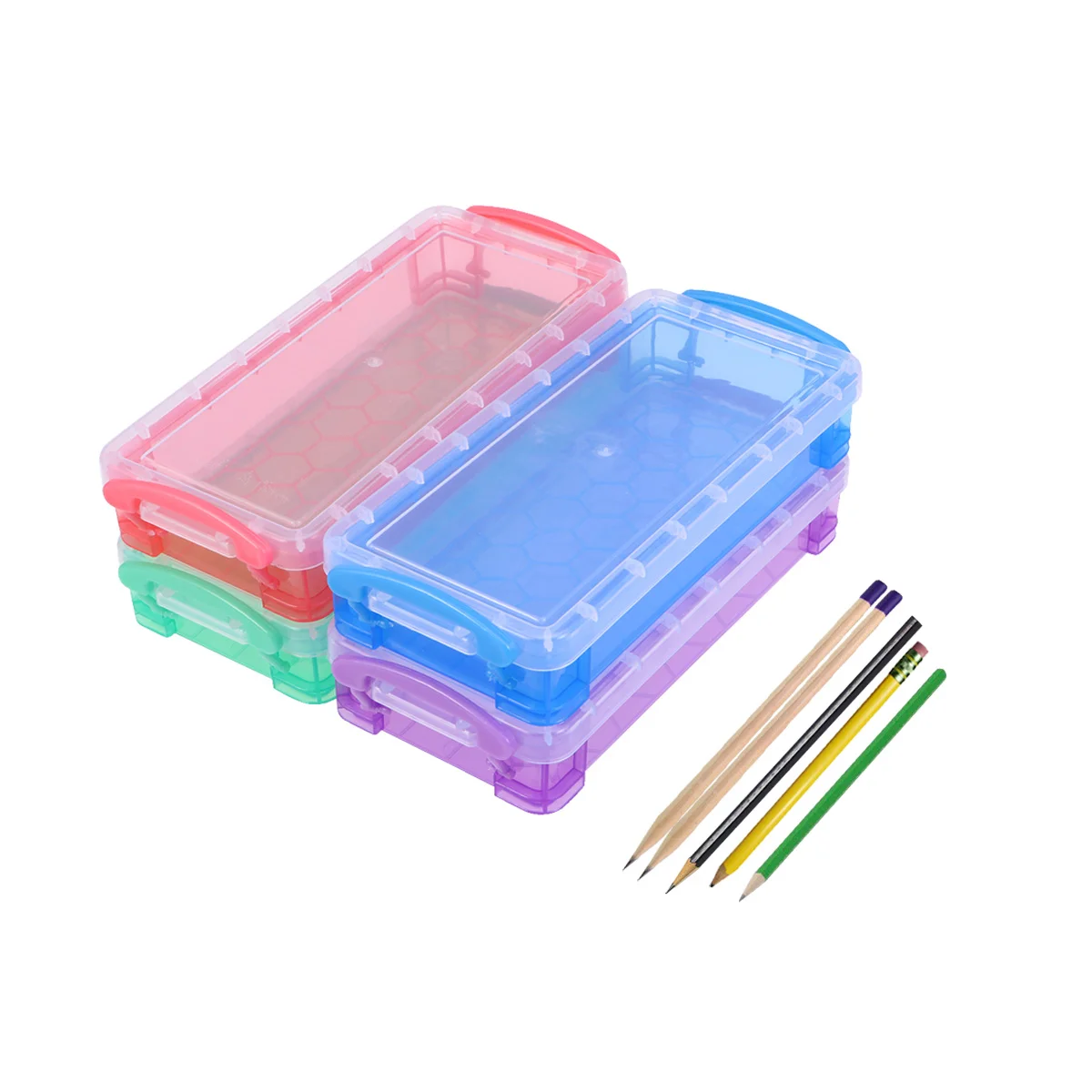 4pcs Multi-functional Transparent Pencil Case Plastic Pencil Box Storage Case Stationery Supplies for School Office (Random
4pcs Multi-functional Transparent Pencil Case Plastic Pencil Box Storage Case Stationery Supplies for School Office (Random
