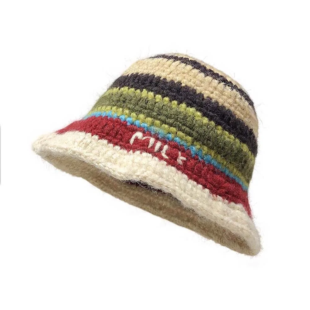 Warm Knitted Bucket Hat Temperament Anti-cold Striped Fisherman Hat Windproof Acrylic Fibers Woven Basin Cap Vacation
Warm Knitted Bucket Hat Temperament Anti-cold Striped Fisherman Hat Windproof Acrylic Fibers Woven Basin Cap Vacation