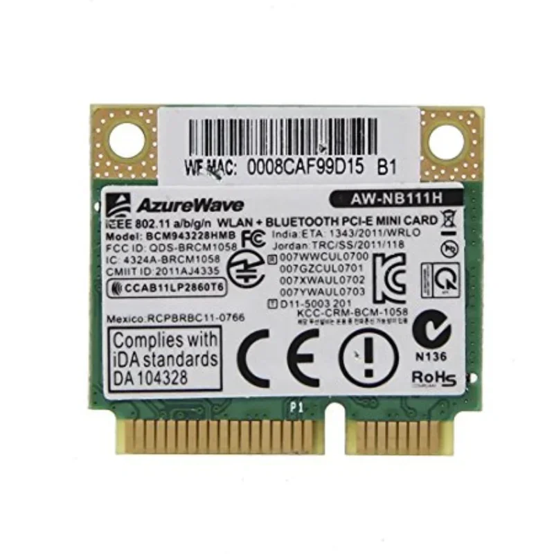 Новая беспроводная карта для Broadcom BCM943228HMB BCM43228 Half MINI PCI-E 2,4G/5Ghz 802.11b/G/n WIFI Bluetooth 4,0
Новая беспроводная карта для Broadcom BCM943228HMB BCM43228 Half MINI PCI-E 2,4G/5Ghz 802.11b/G/n WIFI Bluetooth 4,0