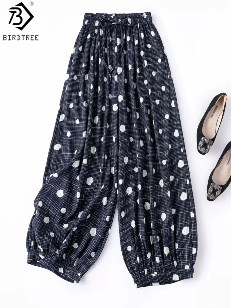 Birdtree, 100% Real Silk Dot Print Pants, Women's Spun Silk Casual Lantern Trousers, Elastic Waist, 2026 Summer New P64816JF
Birdtree, 100% Real Silk Dot Print Pants, Women's Spun Silk Casual Lantern Trousers, Elastic Waist, 2026 Summer New P64816JF