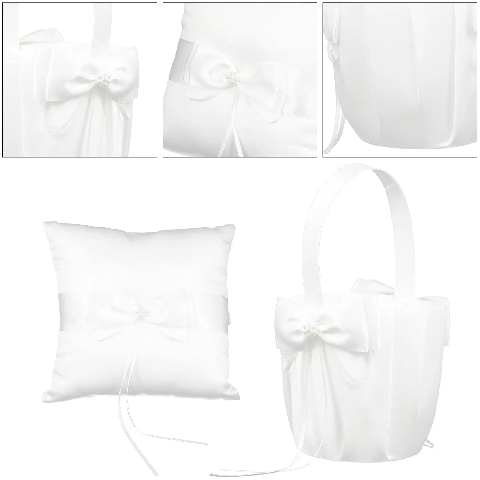 2Pcs White Lace Wedding Ring Bearer Pillow and Flower Basket Set Elegant Petal Scattering Basket Ring Tying Ribbons Modern
2Pcs White Lace Wedding Ring Bearer Pillow and Flower Basket Set Elegant Petal Scattering Basket Ring Tying Ribbons Modern