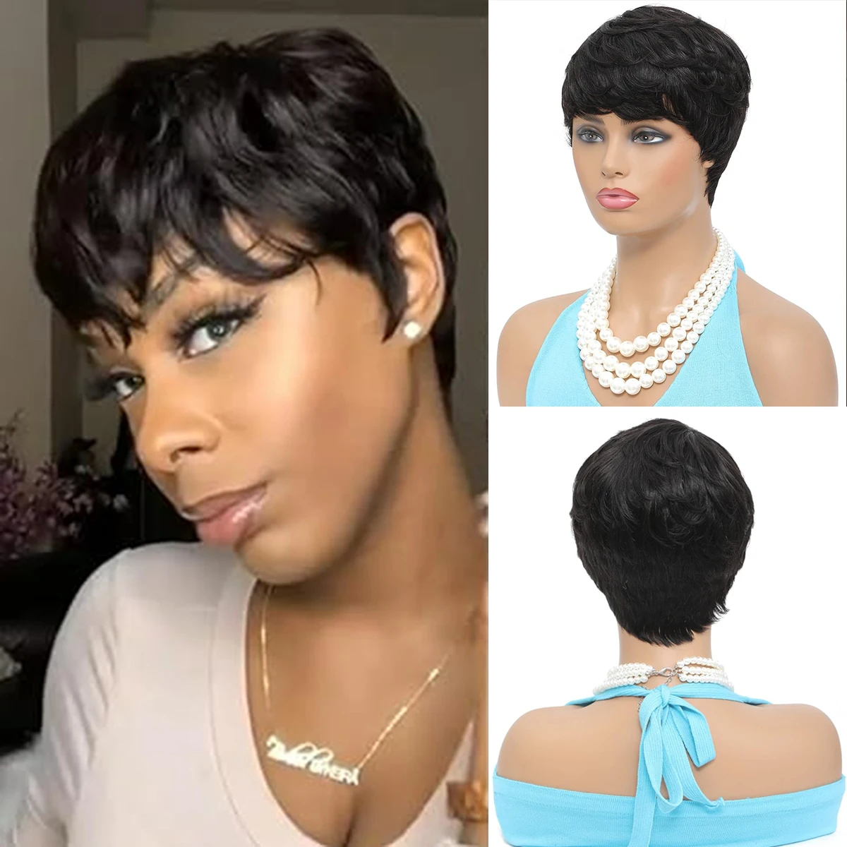 Short Curly Pixie Cut Wig Human Hair for Black Women Short Wigs Natural Curly Full Machine Made Wig Pixie Cut Wig
Short Curly Pixie Cut Wig Human Hair for Black Women Short Wigs Natural Curly Full Machine Made Wig Pixie Cut Wig