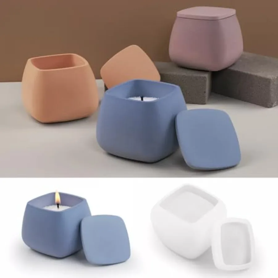 Square Cup Silicone Mold with Lid, Candle Jar Molds Silicone, Resin Casting Molds for DIY Storage Container Candle Holder, Cand
Square Cup Silicone Mold with Lid, Candle Jar Molds Silicone, Resin Casting Molds for DIY Storage Container Candle Holder, Cand