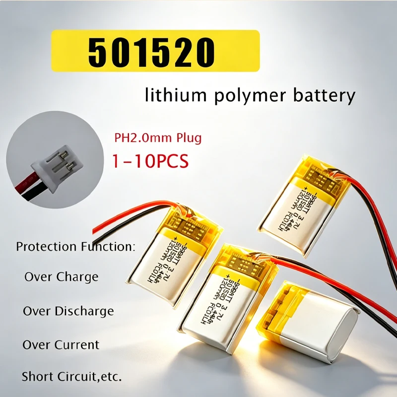 1-10pcs 501520 120mAh Battery Rechargeable Polymer Lithium LiPo Batteries for GPS MP3 Sat Nav Driving Recorder Bluetooth Speaker
1-10pcs 501520 120mAh Battery Rechargeable Polymer Lithium LiPo Batteries for GPS MP3 Sat Nav Driving Recorder Bluetooth Speaker