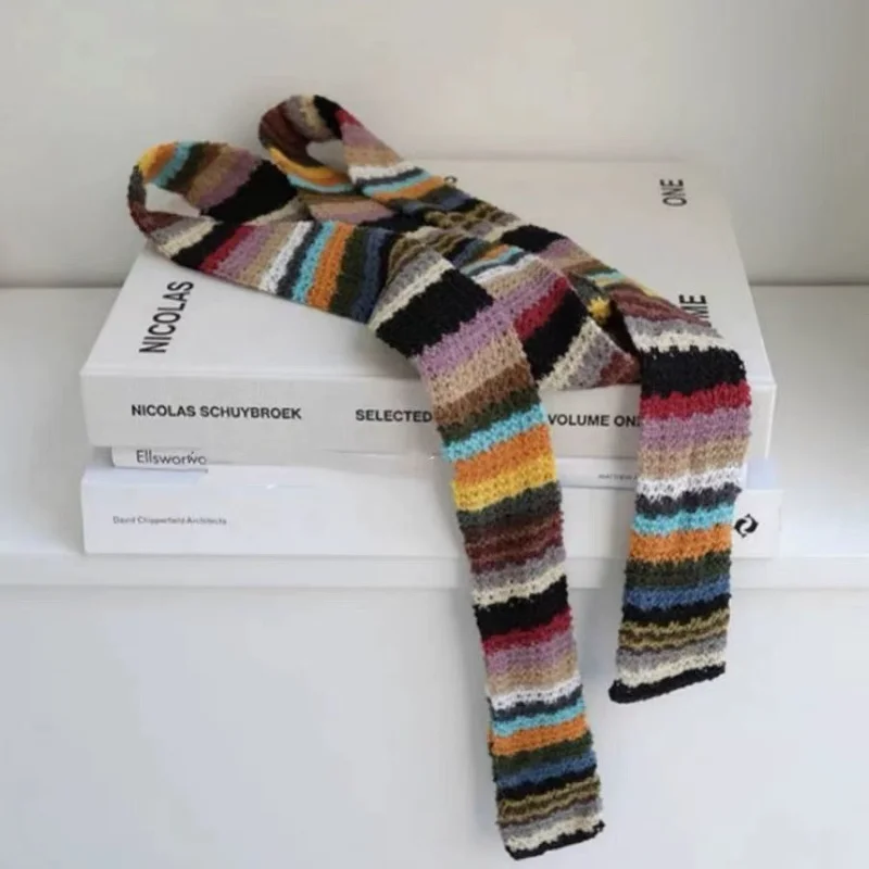 Y2k Colorful Striped Knit Scarf Women's Crochet Multicolor Neck Warmer Vintage Thin Skinny Scarf Stylish Long Scarf
Y2k Colorful Striped Knit Scarf Women's Crochet Multicolor Neck Warmer Vintage Thin Skinny Scarf Stylish Long Scarf
