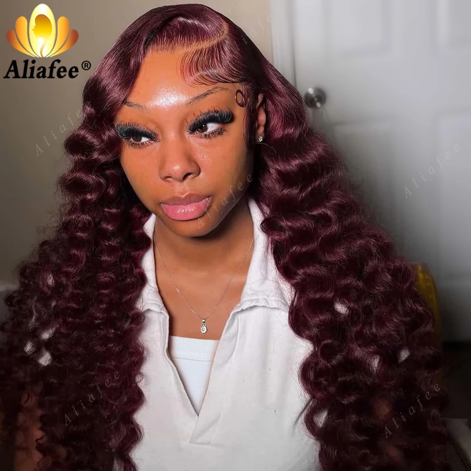 12A High Density 99J Burgundy Deep Wave 13x6 Transparent Lace Frontal Pre Plucked Loose Deep Curly Human Hair Wigs for Women
12A High Density 99J Burgundy Deep Wave 13x6 Transparent Lace Frontal Pre Plucked Loose Deep Curly Human Hair Wigs for Women