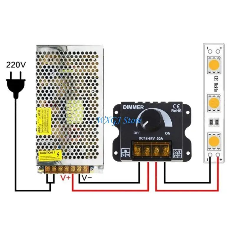 37JE 12V 24V 30A LED Light Strip PWM Dimming Controller with Aluminum Housing
37JE 12V 24V 30A LED Light Strip PWM Dimming Controller with Aluminum Housing