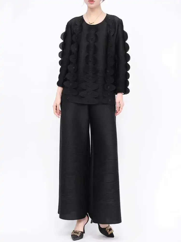 2025 Summer New Clothing Two Piece Set Pleated Pants Set Womens Fungal Round Neck Beaded T Shirt + Wide Leg Pants Nicole Design
2025 Summer New Clothing Two Piece Set Pleated Pants Set Womens Fungal Round Neck Beaded T Shirt + Wide Leg Pants Nicole Design