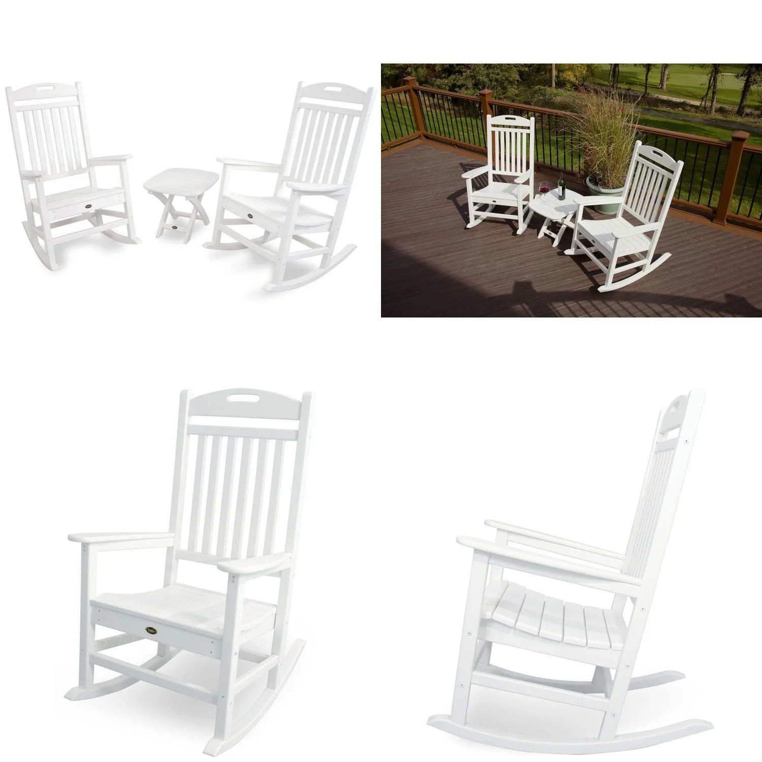 Outdoor Furniture TXS121-1-CW Yacht Club 3-Piece Rocker Chair Set, Classic White, Customized
Outdoor Furniture TXS121-1-CW Yacht Club 3-Piece Rocker Chair Set, Classic White, Customized
