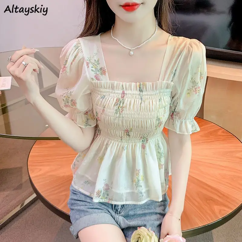 Retro Blouses Women Square Collar Puff Sleeve Pleated Chiffon Tops Bodycon French Style Tender Fairycore Summer Temperament Chic
Retro Blouses Women Square Collar Puff Sleeve Pleated Chiffon Tops Bodycon French Style Tender Fairycore Summer Temperament Chic