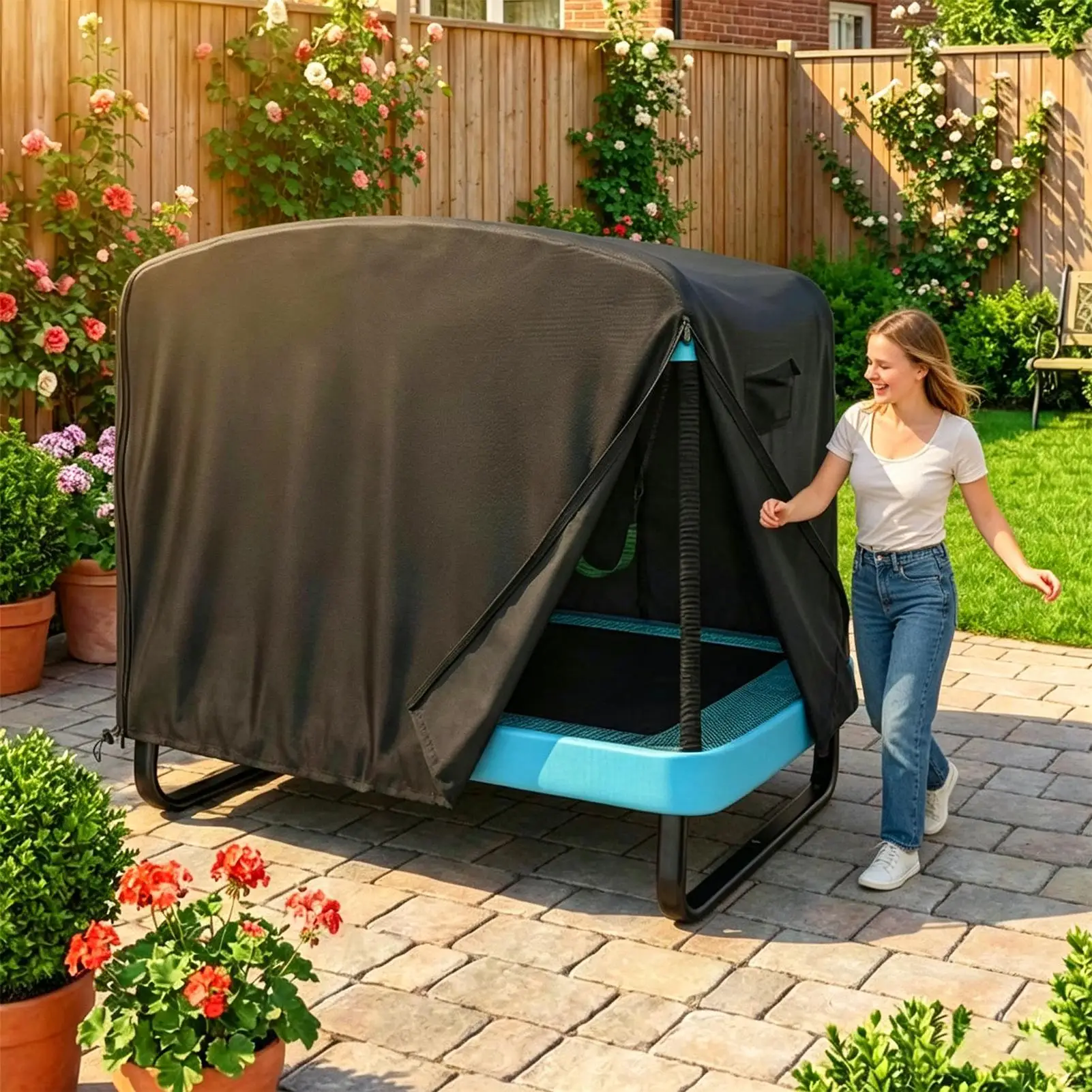 6ft Zipper Rectangle Trampoline Cover 420D Oxford Waterproof UV Resistant Protector for Backyard Lawn Patio Kids Play Area
6ft Zipper Rectangle Trampoline Cover 420D Oxford Waterproof UV Resistant Protector for Backyard Lawn Patio Kids Play Area