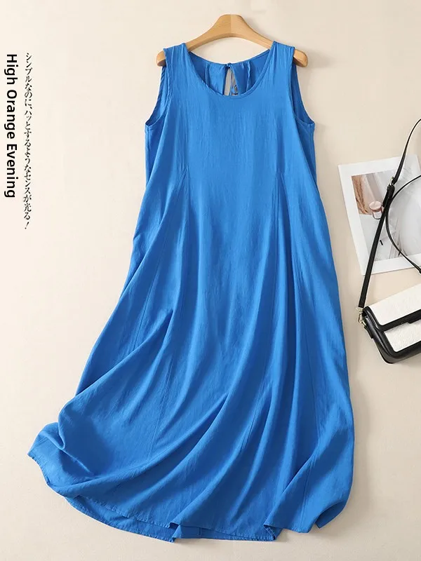 Chic Large Size Sleeveless Midi Dress Women's Summer Fashionable Overhead Dress Commute Style Loose Fit A-Line Skirt
Chic Large Size Sleeveless Midi Dress Women's Summer Fashionable Overhead Dress Commute Style Loose Fit A-Line Skirt