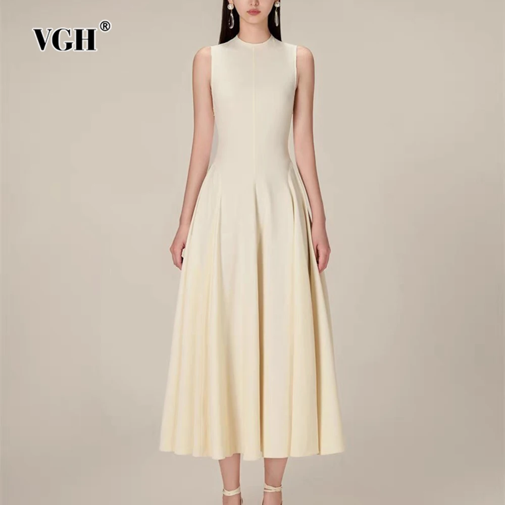 VGH Solid Patchwork Zipper Temperament Dresses For Women Round Neck Sleeveless Elegant Slimmig Long Dress Female Fanshion Style
VGH Solid Patchwork Zipper Temperament Dresses For Women Round Neck Sleeveless Elegant Slimmig Long Dress Female Fanshion Style