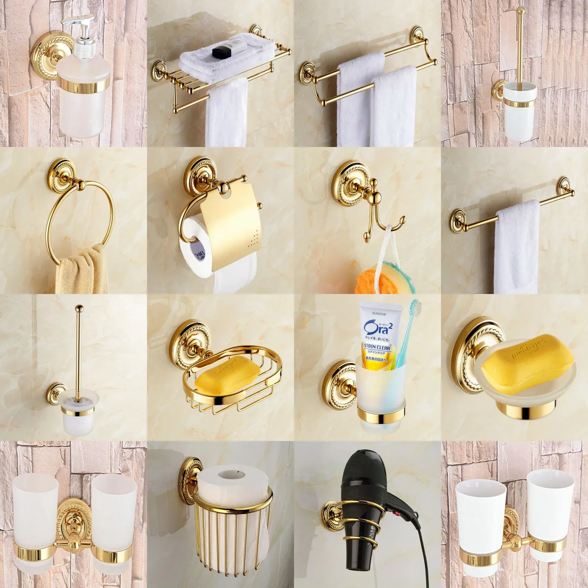 Gold Color Brass Bathroom Accessories Set Bath Hardware Towel Bar Soap Dish Toilet Paper Holder Robe Hook mzh132
Gold Color Brass Bathroom Accessories Set Bath Hardware Towel Bar Soap Dish Toilet Paper Holder Robe Hook mzh132