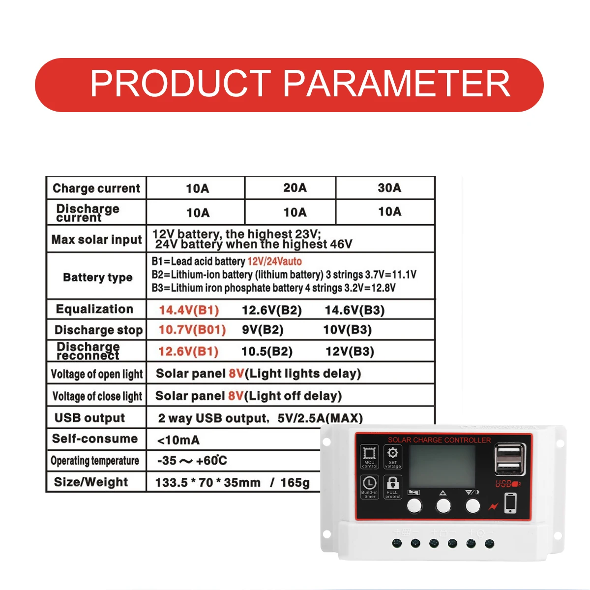 Solar Charge Controller 20A White 12V Solar Panel Generator Regulator Digital Timer Photovoltaic Gift
Solar Charge Controller 20A White 12V Solar Panel Generator Regulator Digital Timer Photovoltaic Gift