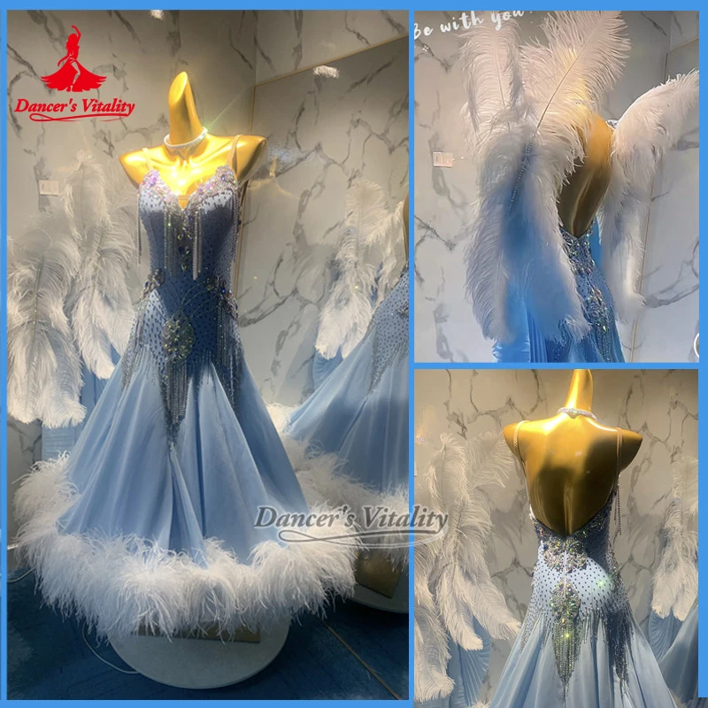 Adult Foxtrot Waltz Tango Feather Lower Hem Dresses Luxury Customized Female Social Dance Competition Clothing Dancer's Vitality
Adult Foxtrot Waltz Tango Feather Lower Hem Dresses Luxury Customized Female Social Dance Competition Clothing Dancer's Vitality