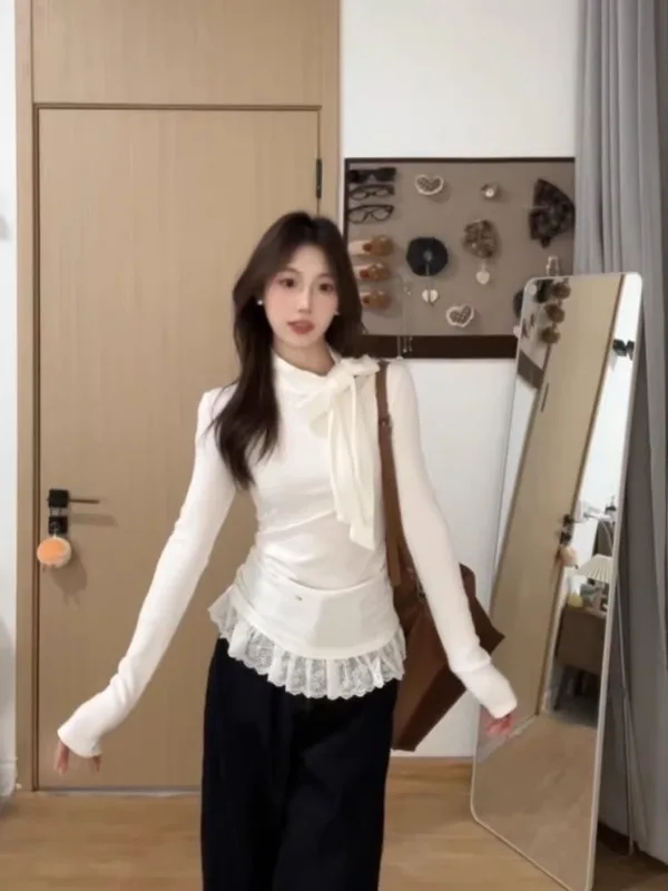 plus Size Women's Ballet Sle Lace Knot Base irt Slimming Top Korean Sle Commute Wind Long Sve T-irt
plus Size Women's Ballet Sle Lace Knot Base irt Slimming Top Korean Sle Commute Wind Long Sve T-irt