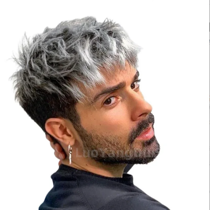 Synthetic Short Silver Grey Gradient Mens Wig Messy Curly Anime Cosplay Party Costume Wig for Daily Wear Adjustable Hairpiece
Synthetic Short Silver Grey Gradient Mens Wig Messy Curly Anime Cosplay Party Costume Wig for Daily Wear Adjustable Hairpiece