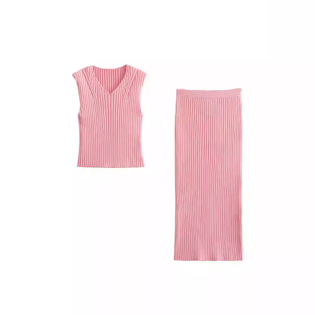 PRINTKAOIR Vintage Casual Chic Knitted Women Suit Pink V-Neck Short Slim Vest Sheath Long Skirt New Fashion Spring Summer Sets
PRINTKAOIR Vintage Casual Chic Knitted Women Suit Pink V-Neck Short Slim Vest Sheath Long Skirt New Fashion Spring Summer Sets