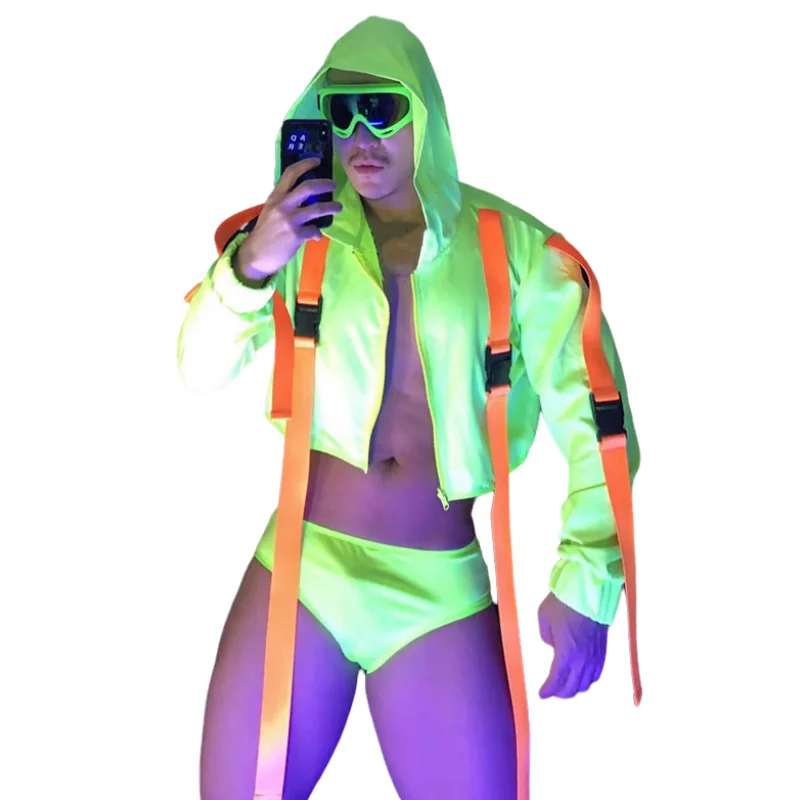 Sexy Bar Nightclub DJ Hip Hop Dance Costume Fluorescent Green Hooded Jacket Shorts 2 PCS Set Club Party Show Performance Outfits
Sexy Bar Nightclub DJ Hip Hop Dance Costume Fluorescent Green Hooded Jacket Shorts 2 PCS Set Club Party Show Performance Outfits