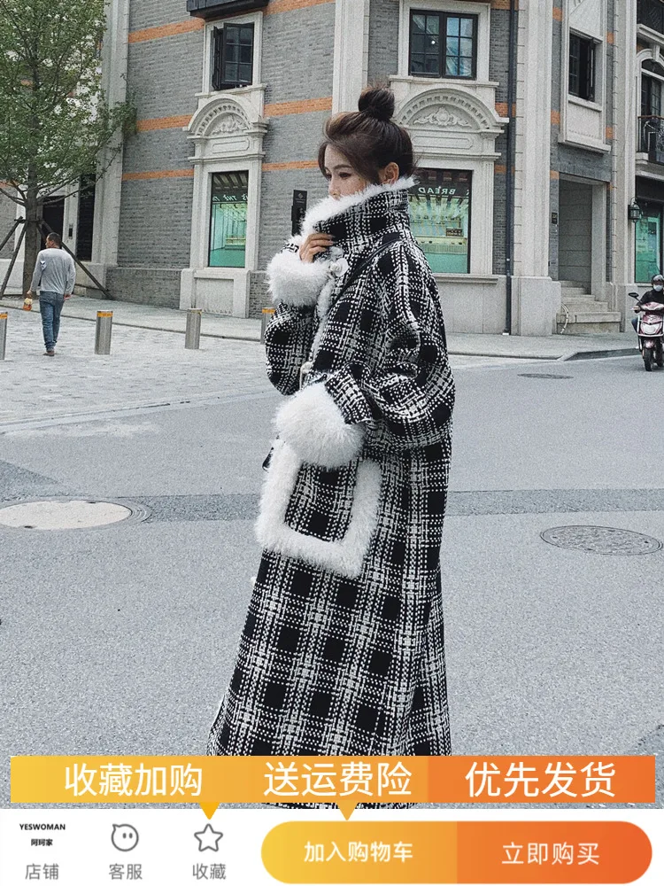 2023 Winter Fashion Women Woolen Coat Korean Version Loose Thickened Long Plaid Lamb Woolen Coat Warm Women Snow Wear Overcoat
2023 Winter Fashion Women Woolen Coat Korean Version Loose Thickened Long Plaid Lamb Woolen Coat Warm Women Snow Wear Overcoat