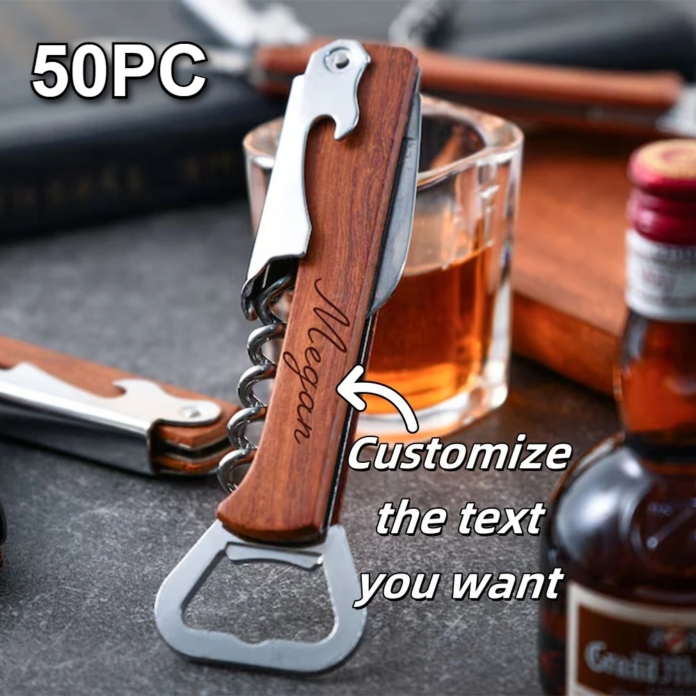 50pc Engraving Wooden Wine Bottle Opener 4 in 1 Wine Corkscrew With Foil Cutter DIY Customize Wood Groomsmen Wedding Party Gifts
50pc Engraving Wooden Wine Bottle Opener 4 in 1 Wine Corkscrew With Foil Cutter DIY Customize Wood Groomsmen Wedding Party Gifts