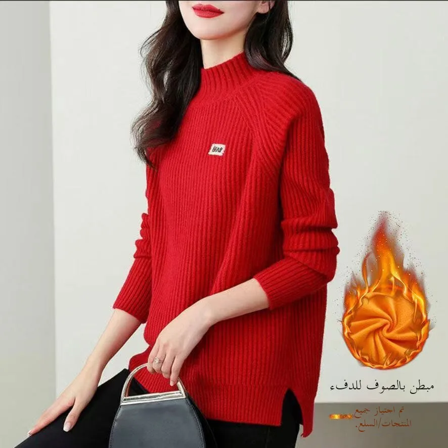 Women's Fce Lined Thiened f High Collar Knitted Sweater Autumn Winter Outerwear Faionable Base Layer irt
Women's Fce Lined Thiened f High Collar Knitted Sweater Autumn Winter Outerwear Faionable Base Layer irt