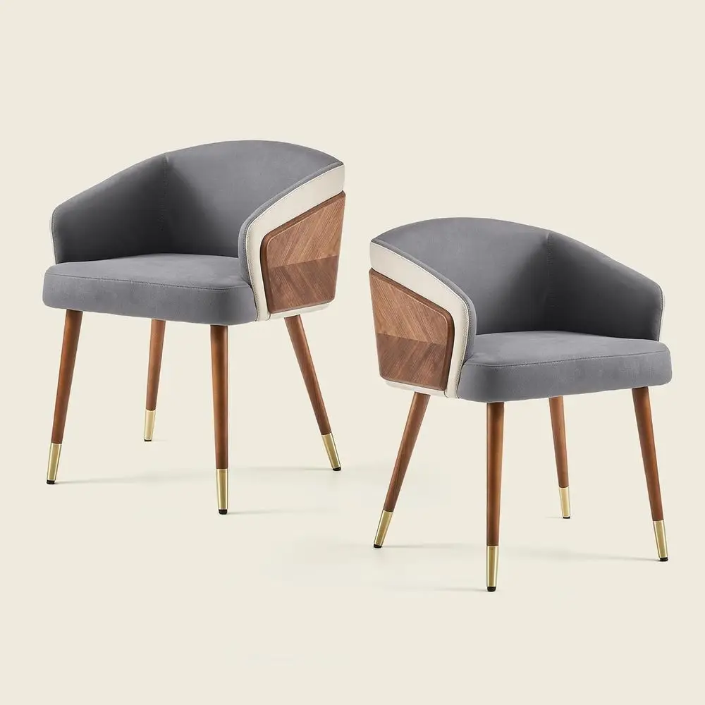 Mid-Century Modern Upholstered Dining Chairs Set of 2, Grey Fabric with Walnut Legs, Adjustable, Suitable for Kitchen or Waiting
Mid-Century Modern Upholstered Dining Chairs Set of 2, Grey Fabric with Walnut Legs, Adjustable, Suitable for Kitchen or Waiting