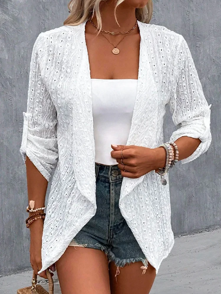 2023 Casual Holiday Loungewear Coats Women Spring Summer Solid Long Sleeve Jackets Turn-Down Collar Hollow Out Ladies Outerwear
2023 Casual Holiday Loungewear Coats Women Spring Summer Solid Long Sleeve Jackets Turn-Down Collar Hollow Out Ladies Outerwear