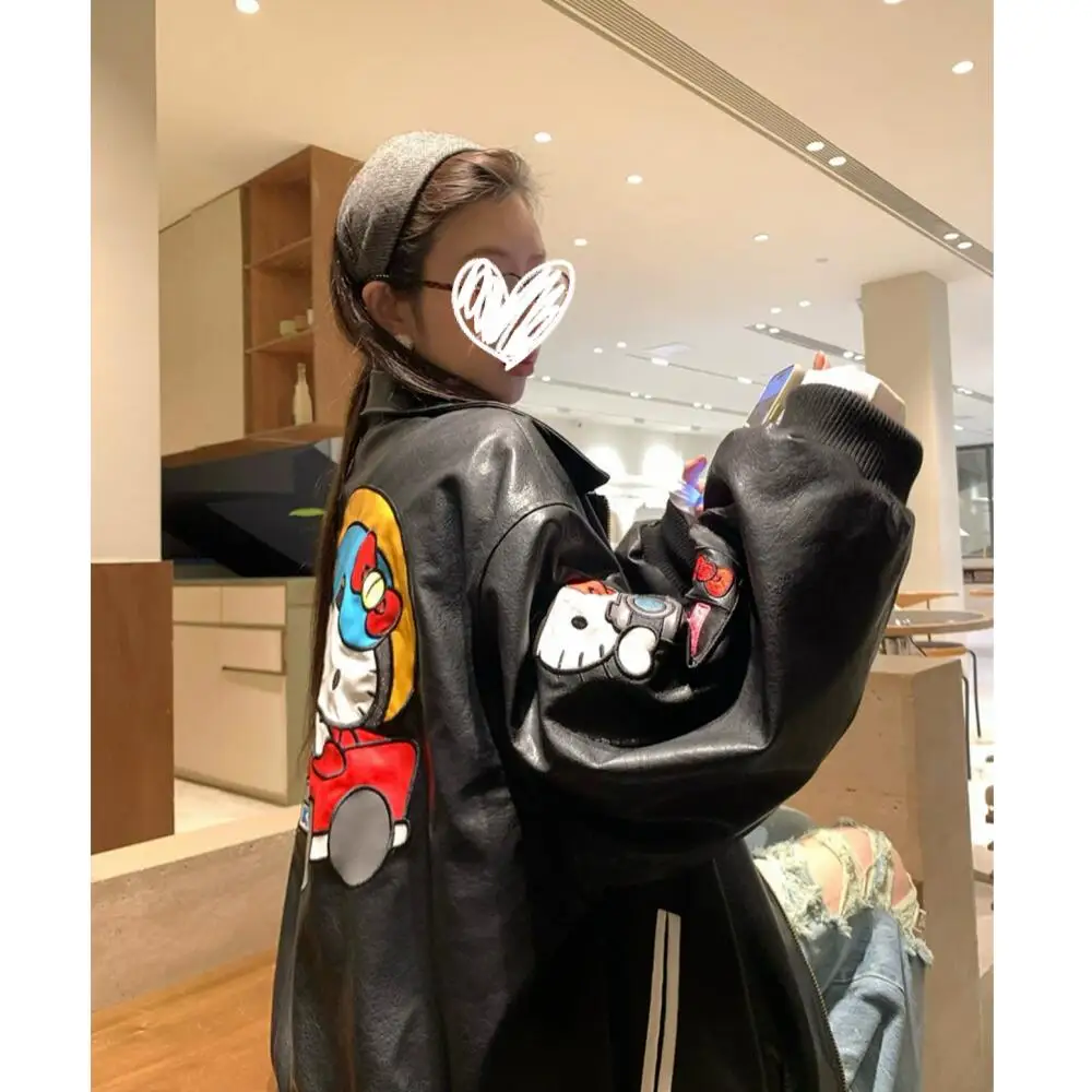 Sanrio Hello Kitty Women Zipper Pu Leather Jacket Anime Kawaii Autumn Kt Lapel Coat Girls Student Cartoon Casual Cardigan Tops
Sanrio Hello Kitty Women Zipper Pu Leather Jacket Anime Kawaii Autumn Kt Lapel Coat Girls Student Cartoon Casual Cardigan Tops