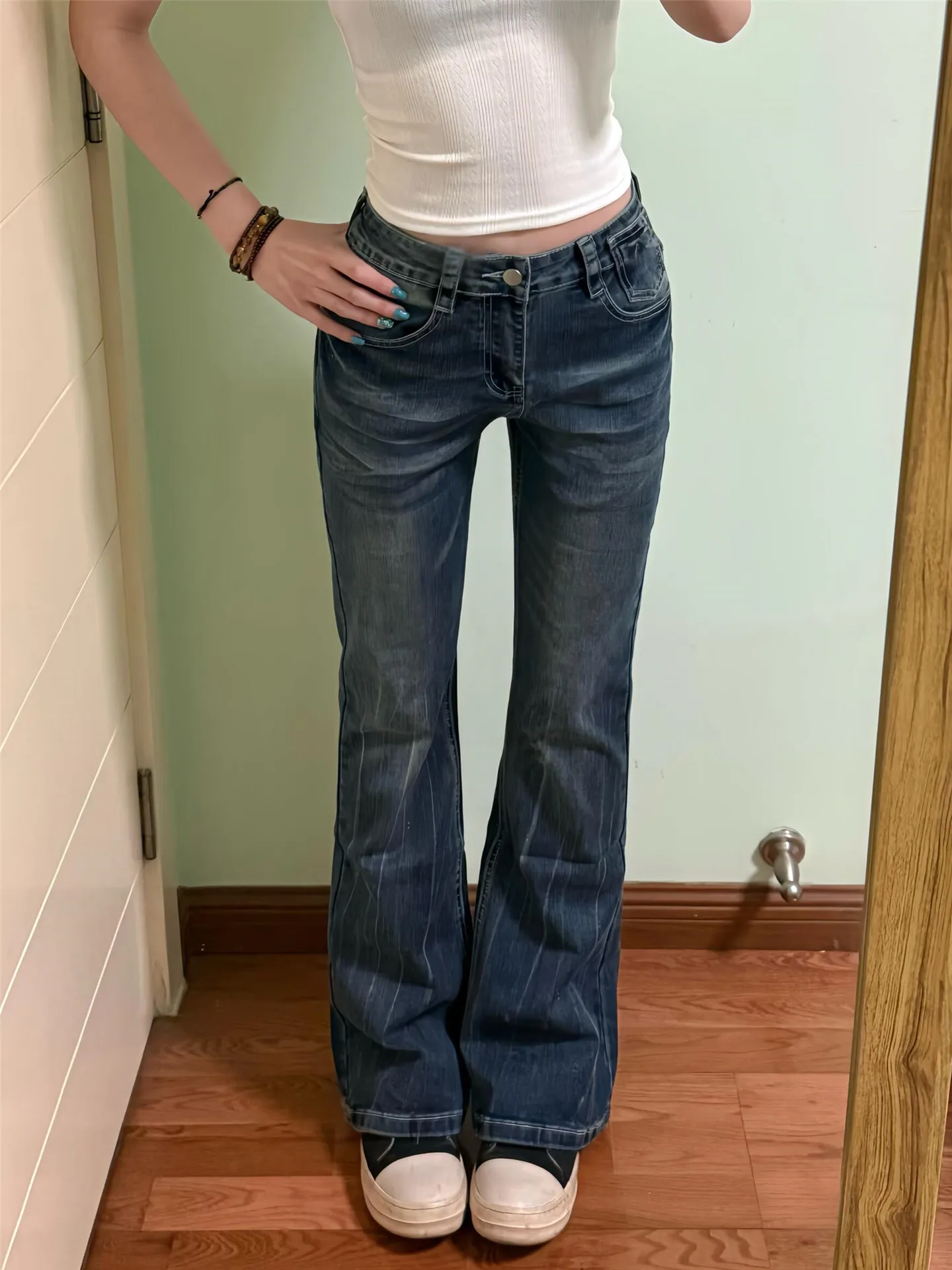 American Retro Millennium Spicy Girl Low Waist Flared Denim Jeans Women Summer Slimming Design Sensation Floor-Length Pants
American Retro Millennium Spicy Girl Low Waist Flared Denim Jeans Women Summer Slimming Design Sensation Floor-Length Pants