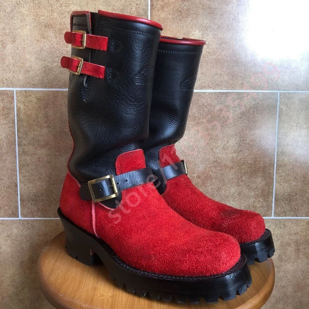Ботинки рабочие из замши с толстой подошвой, красно-черные, весна 2026, в стиле ретро, на массивном каблуке, вестерн, для улицы, средней высоты, в уличном стиле
Ботинки рабочие из замши с толстой подошвой, красно-черные, весна 2026, в стиле ретро, на массивном каблуке, вестерн, для улицы, средней высоты, в уличном стиле