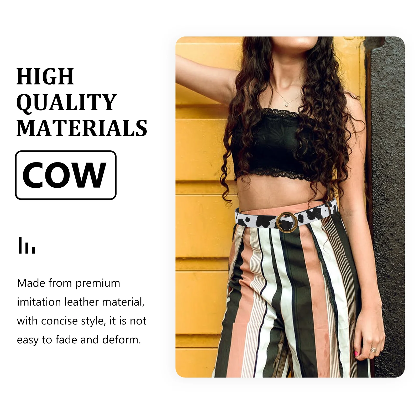 Cow Print Belt Women Vintage PU Waist Belts for Jeans Stretch Ladies Accessories Pin Buckle Strap Body Shaping
Cow Print Belt Women Vintage PU Waist Belts for Jeans Stretch Ladies Accessories Pin Buckle Strap Body Shaping