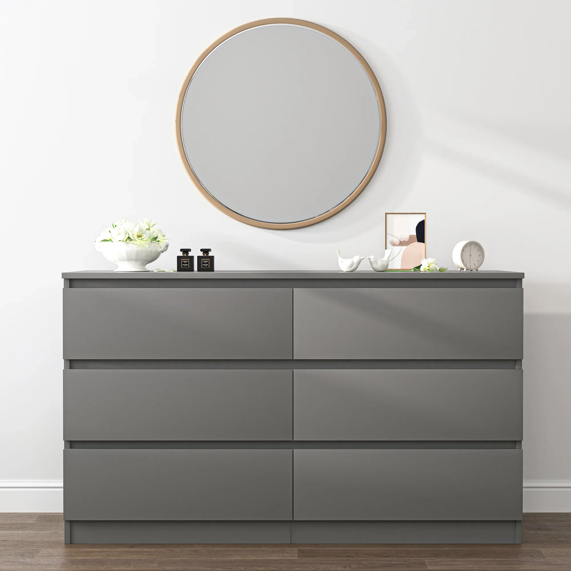 !@Combohome Modern Mid Century 6 Drawer Wide Dressers Chests for Bedroom, Chest of Drawer Organizer Grey
!@Combohome Modern Mid Century 6 Drawer Wide Dressers Chests for Bedroom, Chest of Drawer Organizer Grey